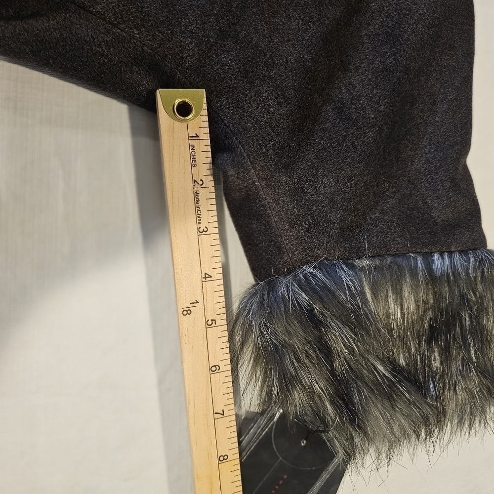 Nwt GRAY A BY ADRIENNE LANDAU QUEENS KIMONO WITH FAUX FUR TRIM MEDIUM - Picture 10 of 13